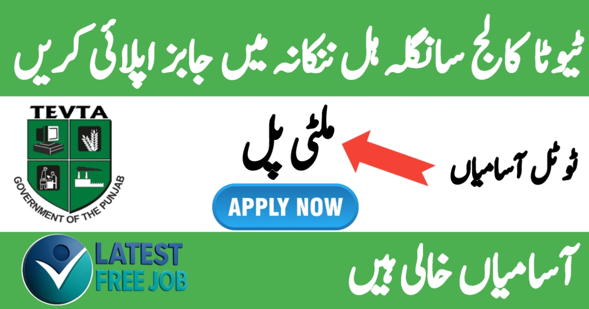 TEVTA Government College of Technology Sangla Hill Jobs 2025