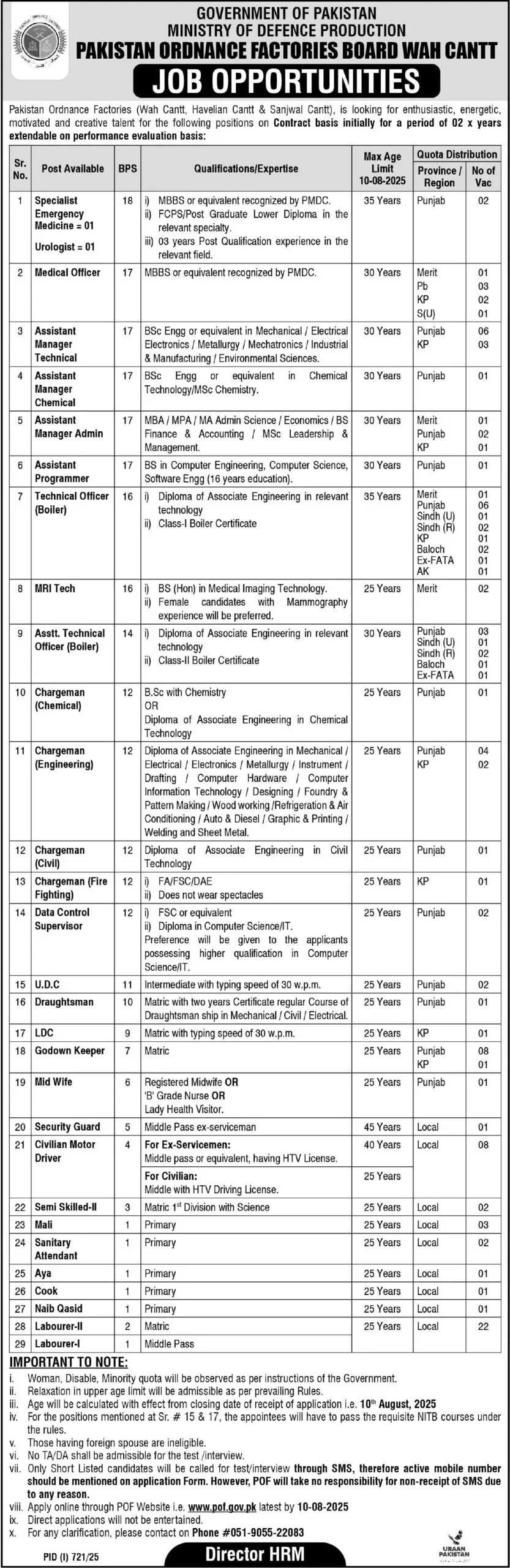 POF Latest Jobs 2025 Advertisement